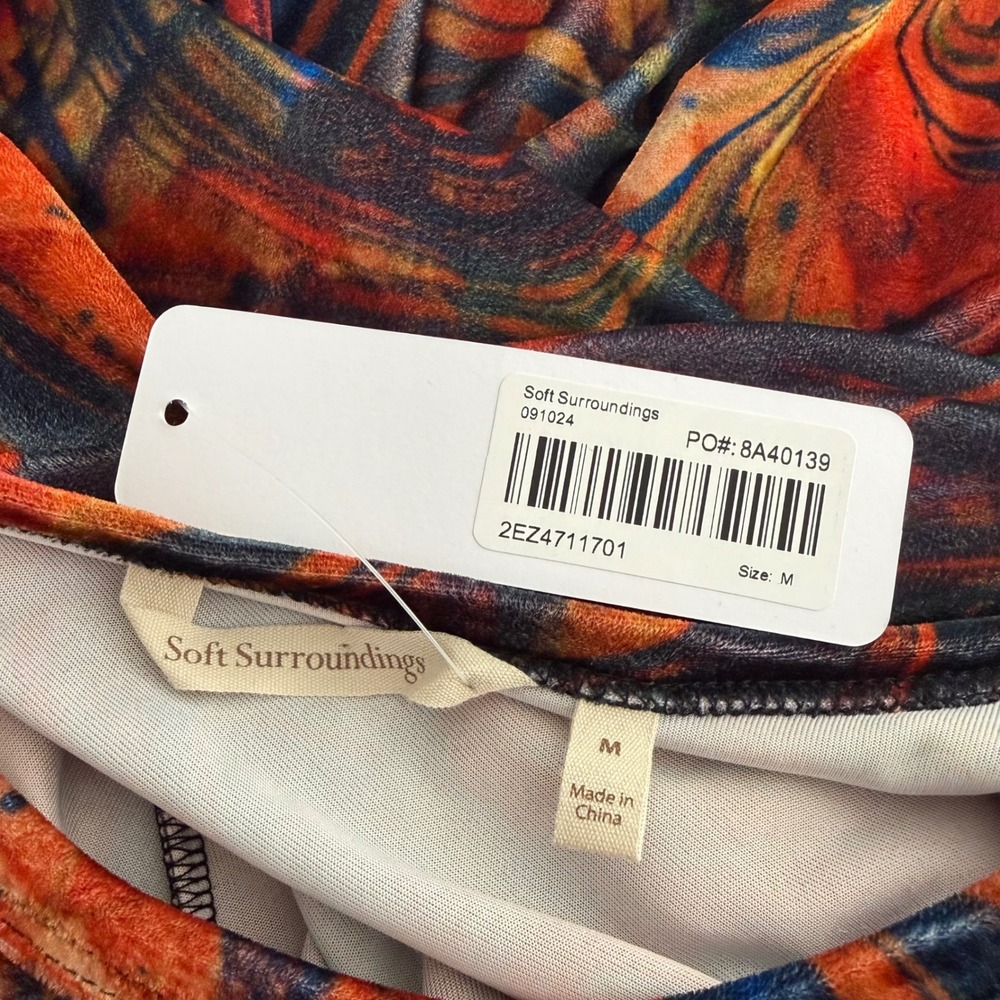 Soft Surroundings Santiago Stretch Velvet Marble Print Maxi Dress Long Sleeve M - Picture 4 of 9